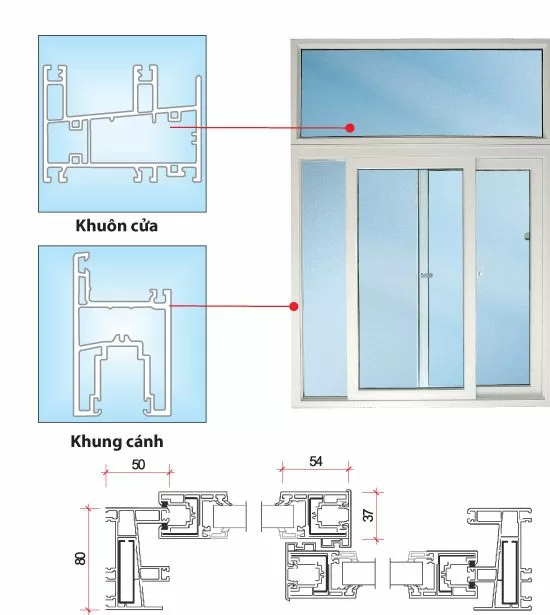 Cửa sổ 2 cánh mở trượt